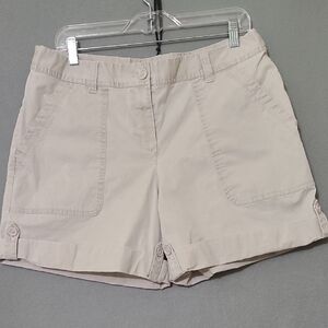 STYLE & CO Women's Casual Flat Front Khaki Tan Shorts - Size 12